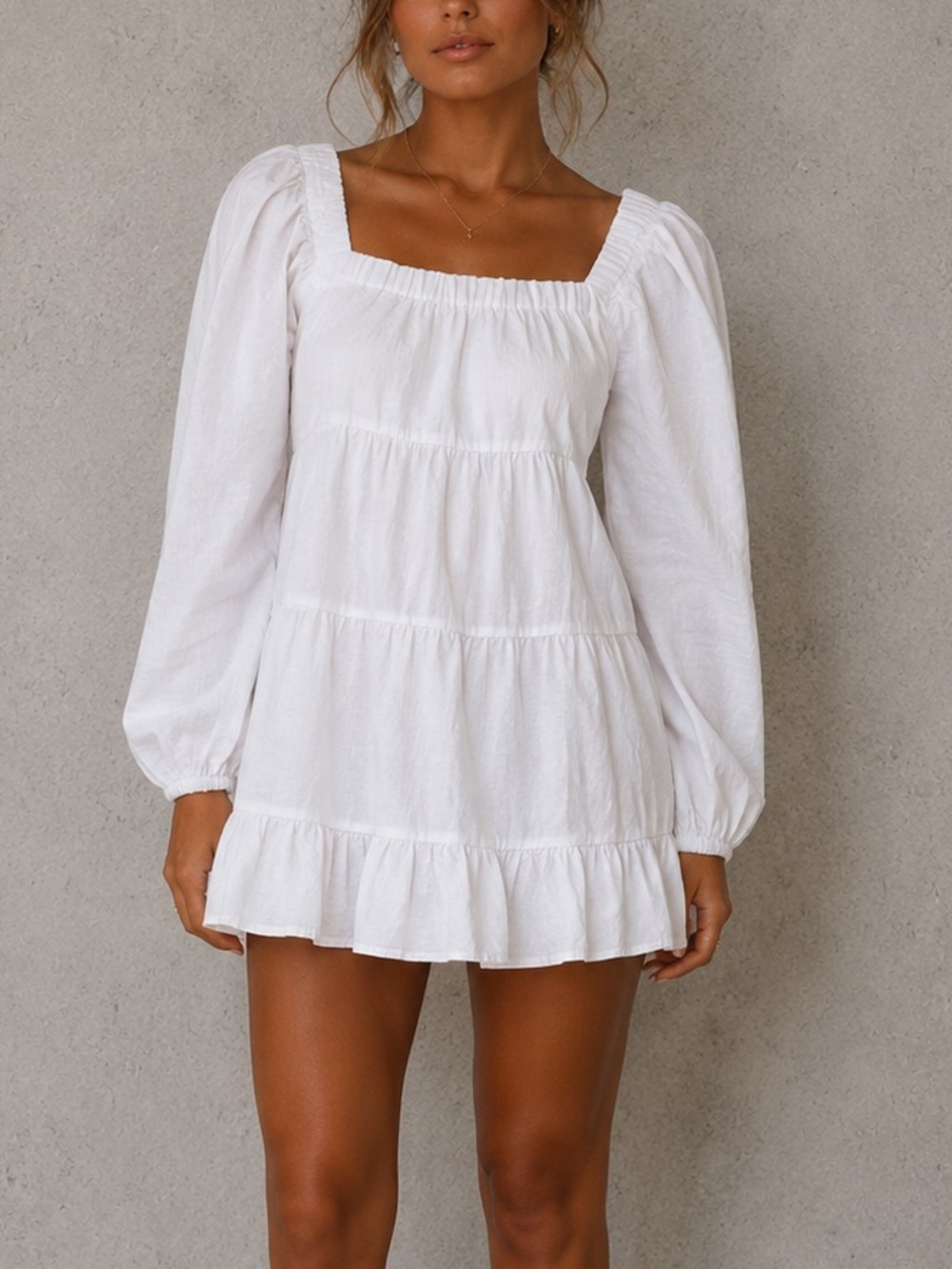 American Threads White Off Shoulder Mini Dress Small 100% Cotton Cottagecore